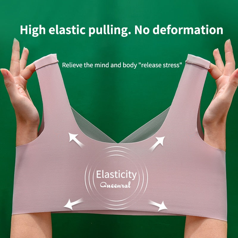 Breathable beautiful back fixed cup large size seamless underwear ice silk wrap chest no wire bra bra tube top vest underwear for women